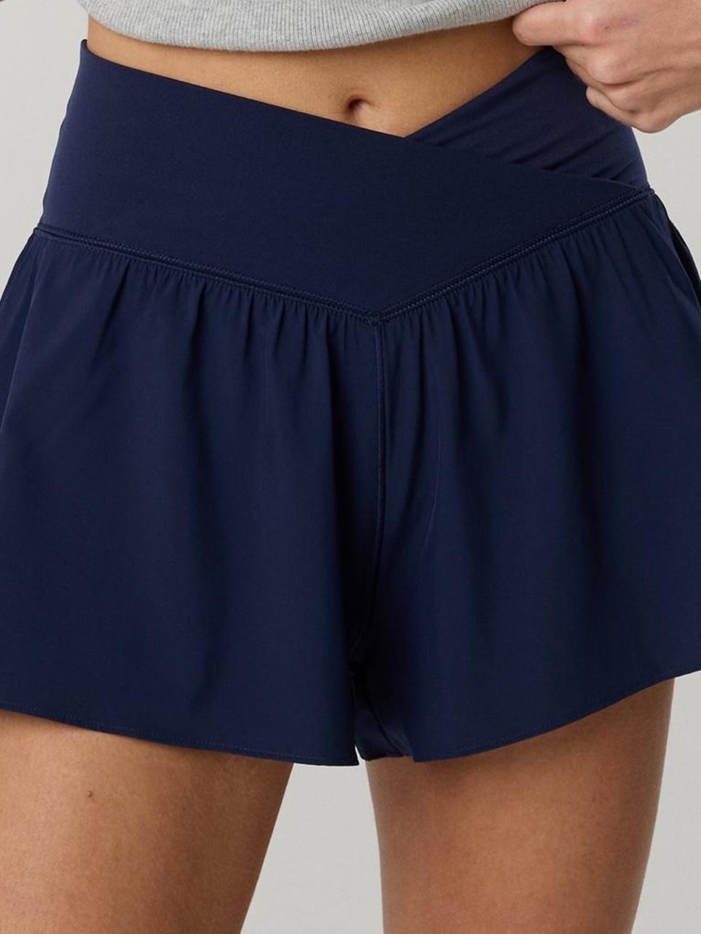 Aerie Crossover Flowy Shorts | Navy Blue